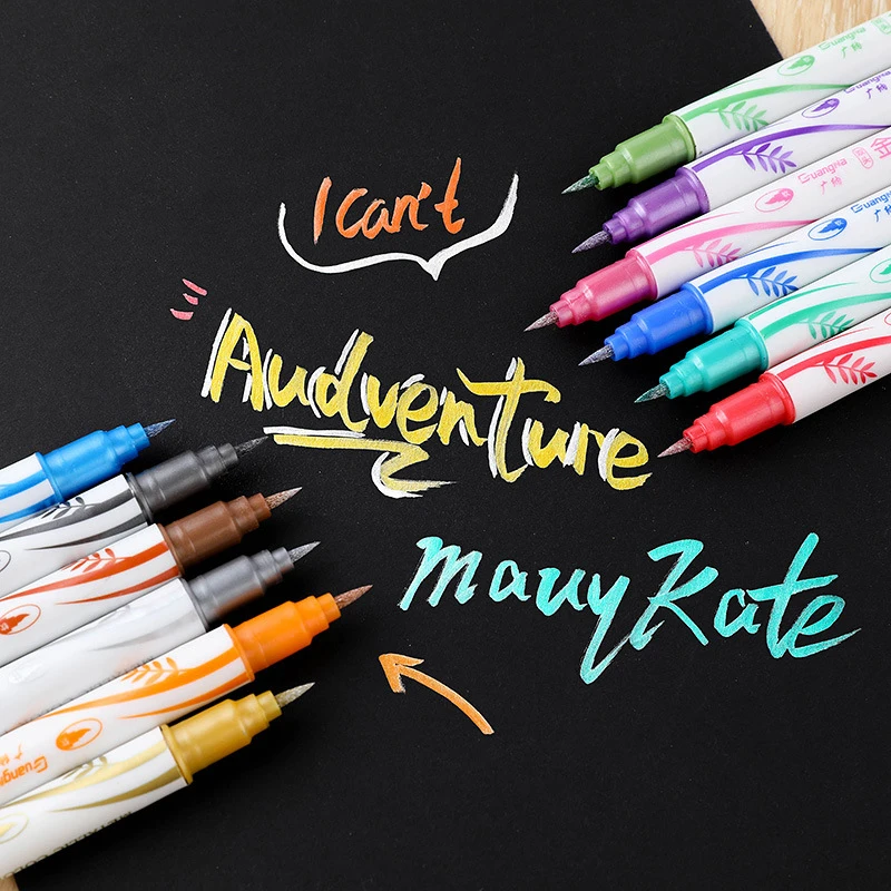 

Dual Tip Metallic Markers, Brush Metallic Marker Pens for Black Paper, Painting, Writing, Doodling, Drawing, Coloring