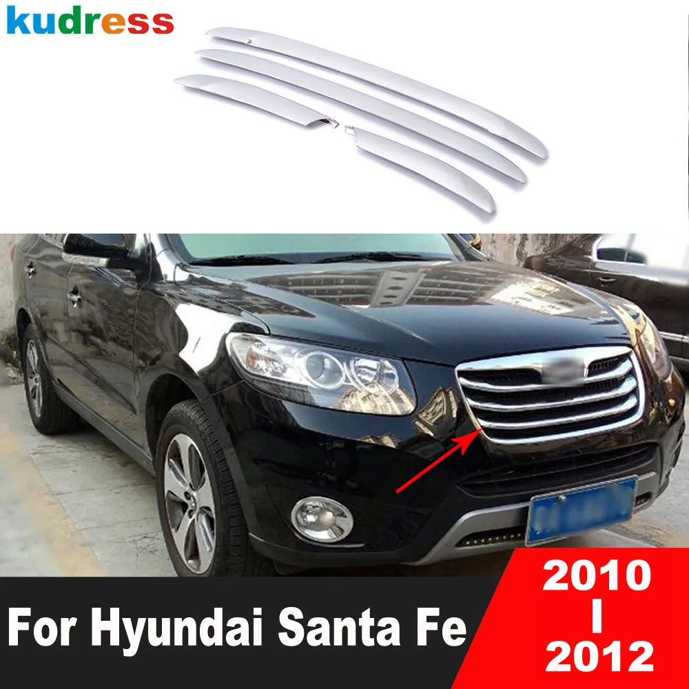 

Для Hyundai Santa Fe 2010 2011 2012 ABS хромированный автомобильный передний центральный решетчатый Гриль Крышка отделка гоночные решетки молдинговые полосы аксессуары