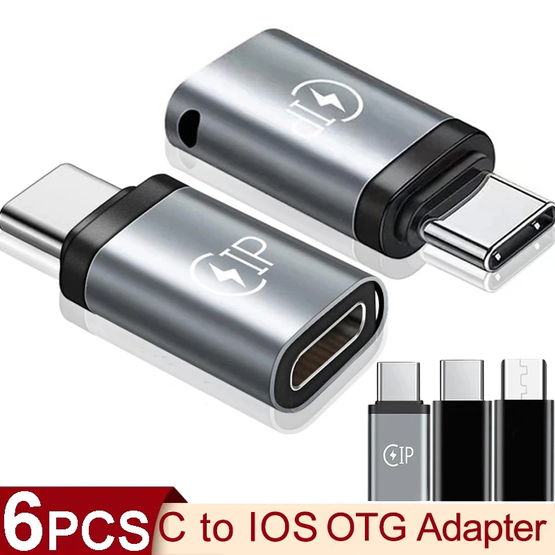 

6/1Pcs IOS Lighting Adapter Female To Type-C Male Data Charging Converter for IPhone 15 14 13 12 USB C Micro USB OTG Connector