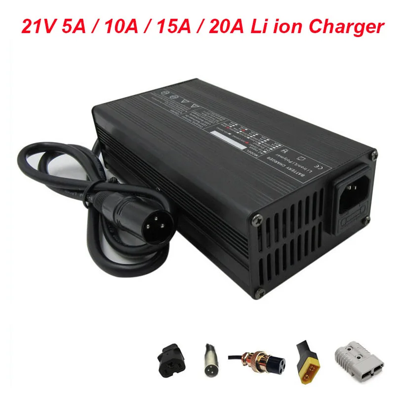 

21V 10A Fast Charger 21V 5A 15A 20A Li-ion Ebike Scooter Charger 110V / 220V for 5S 18.5V 18V lithium Electric Tool battery pack