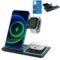 15w qi fast wireless charger stand for iphone 11 12 x 8 apple watch 3 in 1 foldable charging dock station for airpods pro iwatch