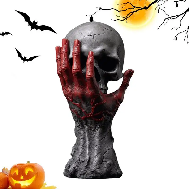 

Halloween Skeleton Ornament Horrible Realistic Portable Handheld Skeleton Craft Decorative Human Bones Skull Model Exquisite