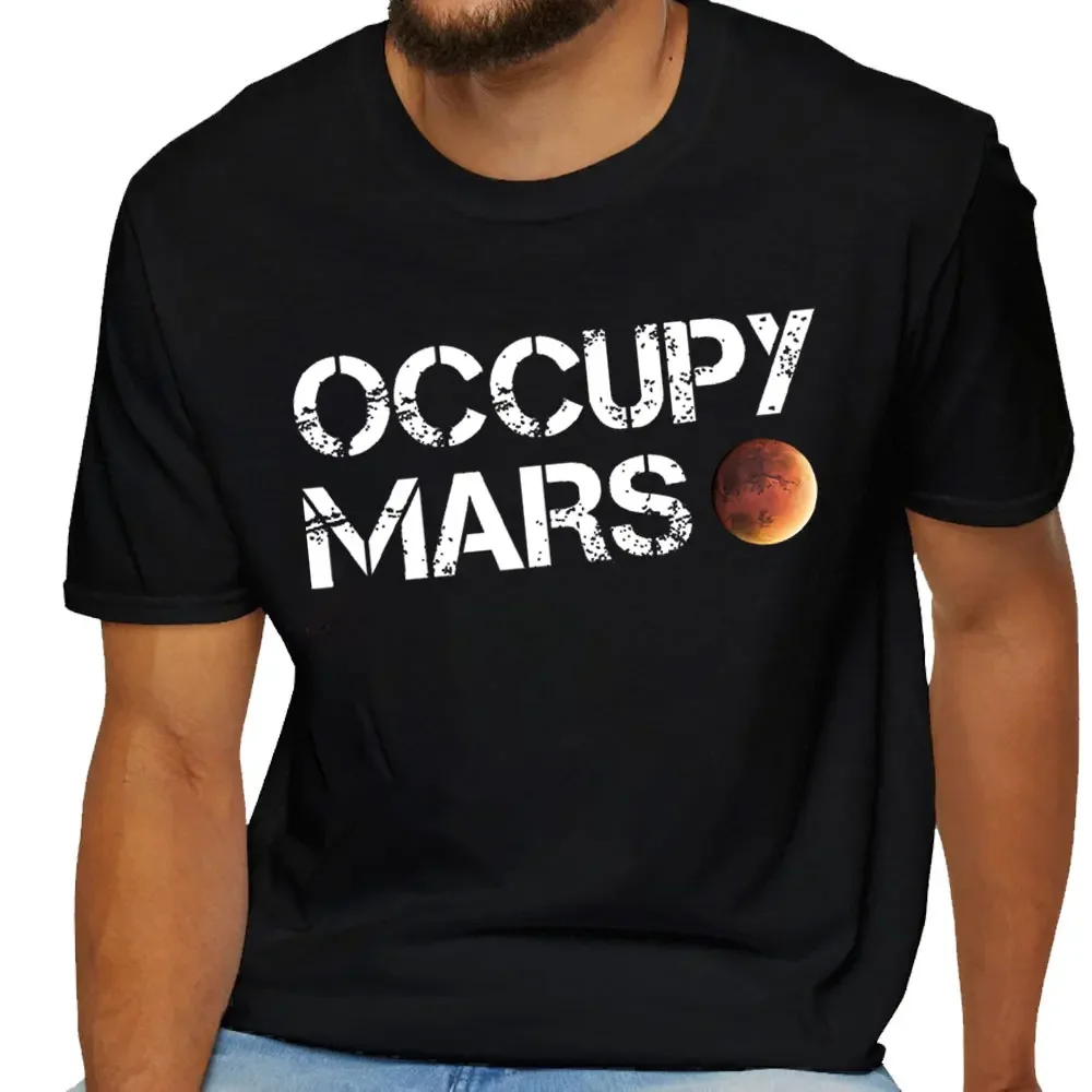 Фото Футболка Occupy Mars Astronomy Space Explorer Rocket Science OCCUPY MARS As Worn By Elon Musk Забавная футболка Илон Марс Рубашка №1