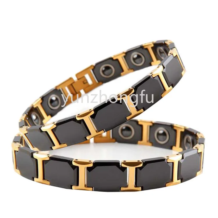 Японский и брикет браслет из титановой стали с керамической квадратной черной