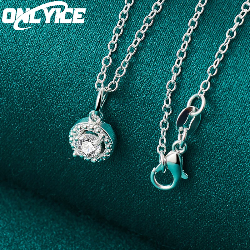 

Charm 925 Sterling Silver 16-30 Inch Chain Beautiful Zircon Pendant Necklace For Woman Wedding Noble Jewelry Fashion Party Gift