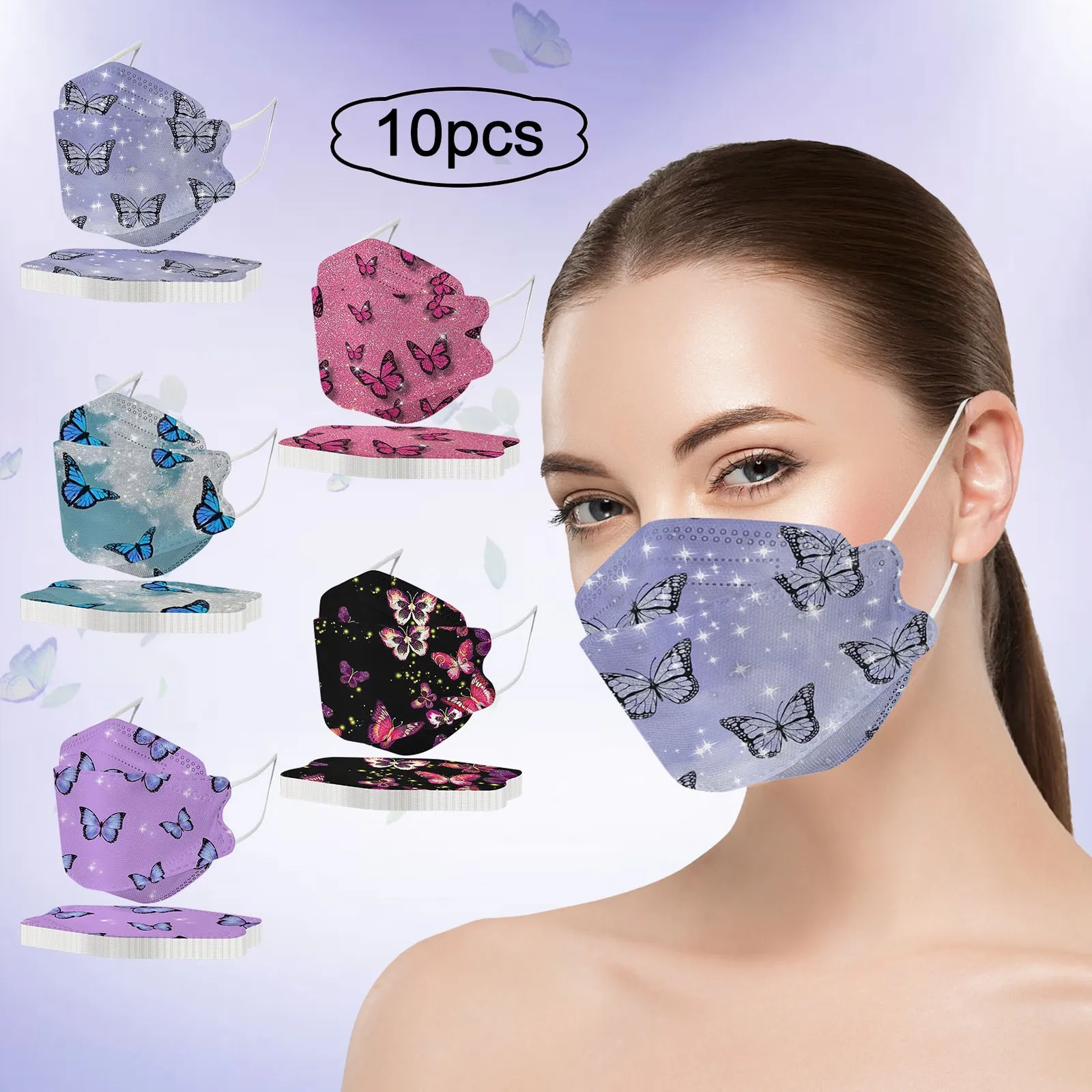

10pc Mascarilla Disposable Face Mask Adult's Designs Mask For Face Butterfly Masken Erwachsene 4ply Fish Style Halloween Cosplay