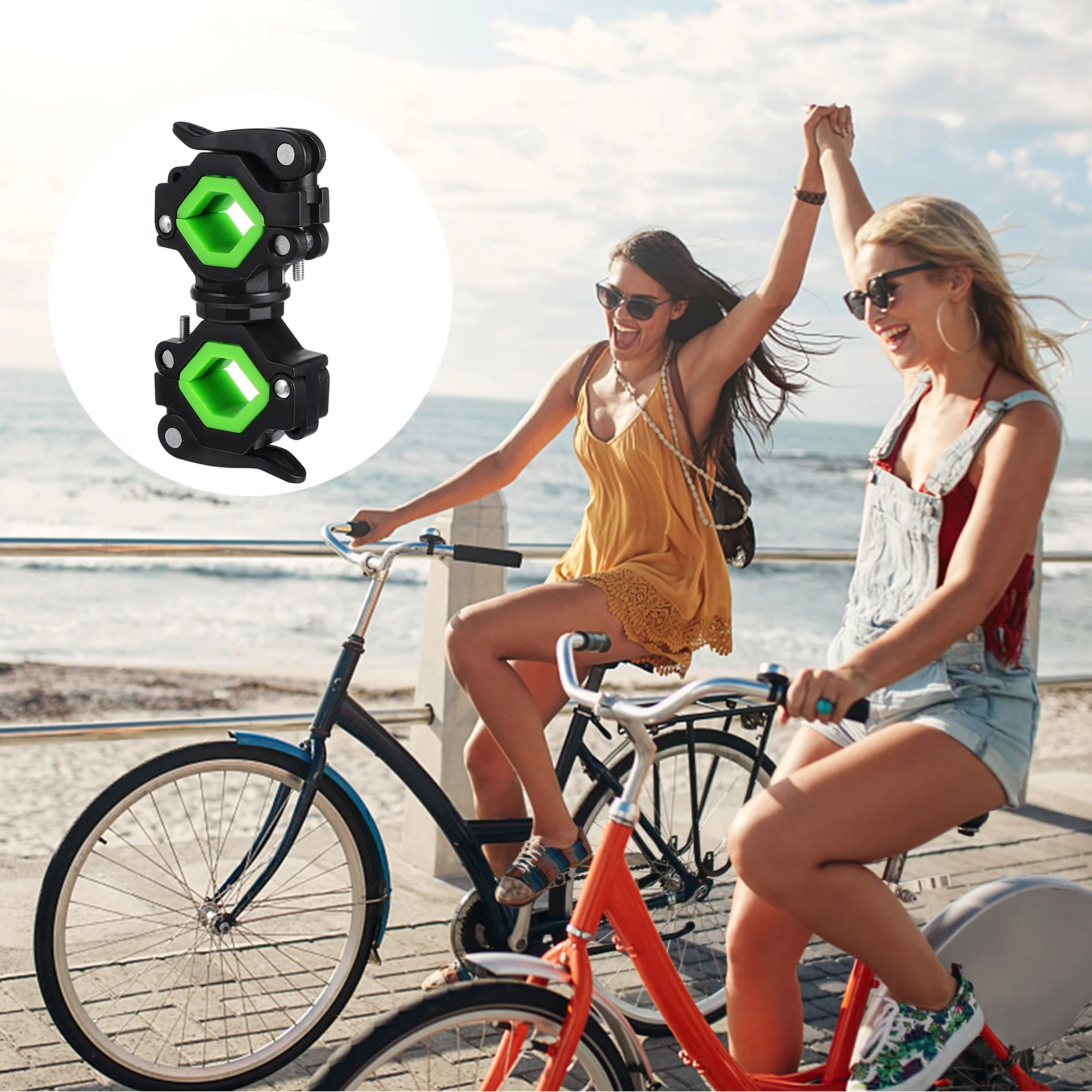 

Retainer Holder Bike Light Stand Clip Rack Front Lamp 10X5X3CM Flashlight Mounting Green Abs