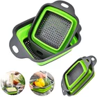 Силиконовая складная сливная корзина, корзина для мытья фруктов и овощей, складной дуршлаг, складной сливной кухонный инструмент для хранения