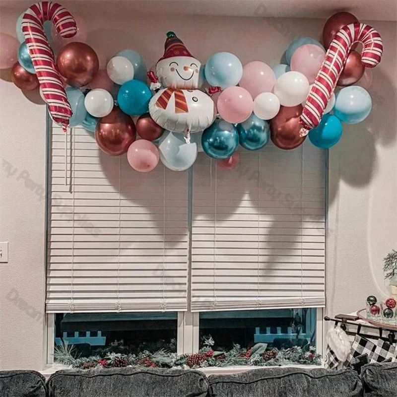 

Pastel Colored Balloons Garland Arch Kit Snowman Crutch Foil Christmas Ballon New Years Birthday Party Decoration Supplies 43pcs