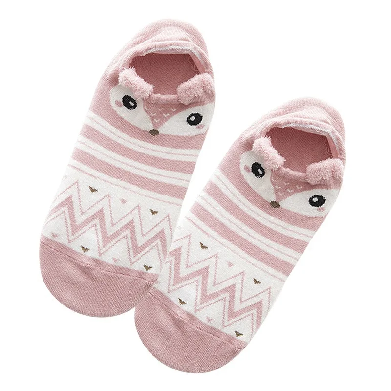3/5 /6Pairs Feather Yarn Solid Socks Cartoon Slippers for Women Animal Ankle Socks Cotton Kawaii Comfortable Casual Short Socks
