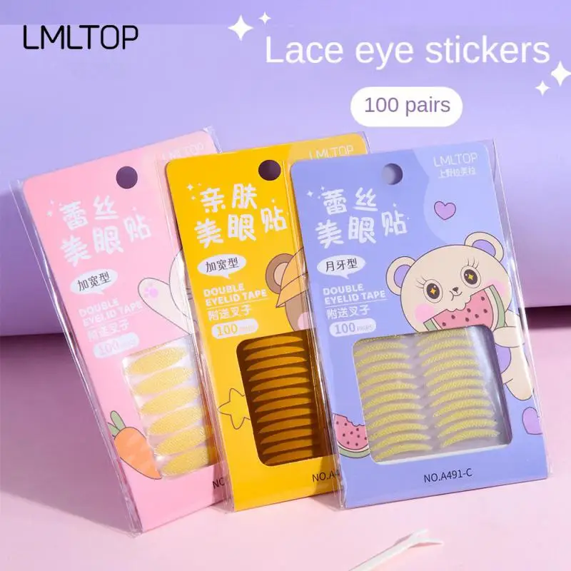 

100 Pairs Of Lace Double Eyelid Patch Makeup Tools Natural Invisible Crescent Shaped Widened Beauty Patch Accessories