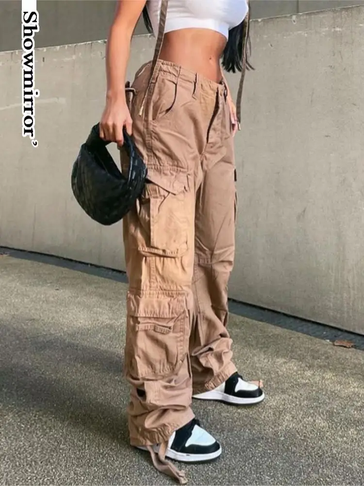 

Showmirror Casual Baggy Joggers Cargo Pants Women Elastic Low Waist Casual Sweatpants Hippie Streetwear Cargo Pants