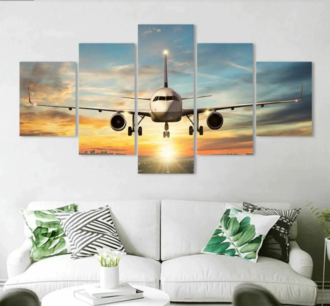 Самолет закат летающее небо холст картина настенное искусство домашний декор 5