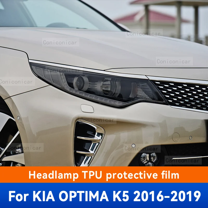 

For KIA Optima K5 2016-2019 2018 Car Headlight Black TPU Protective Cover Film Front Light Tint Change Color Accessories