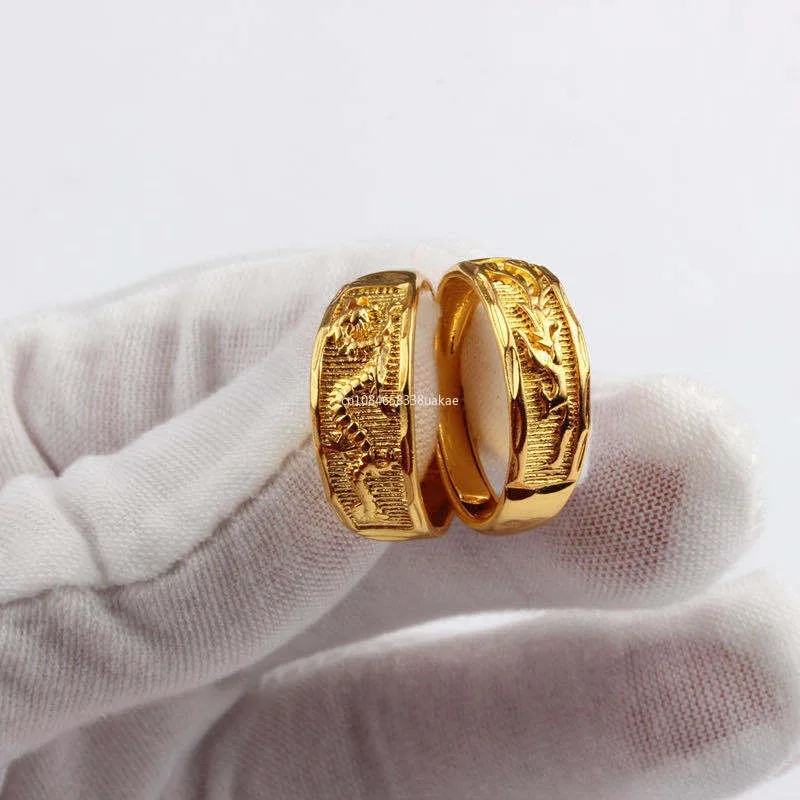 Золотое кольцо с полными звездами модель пары для мужчин и женщин драконом