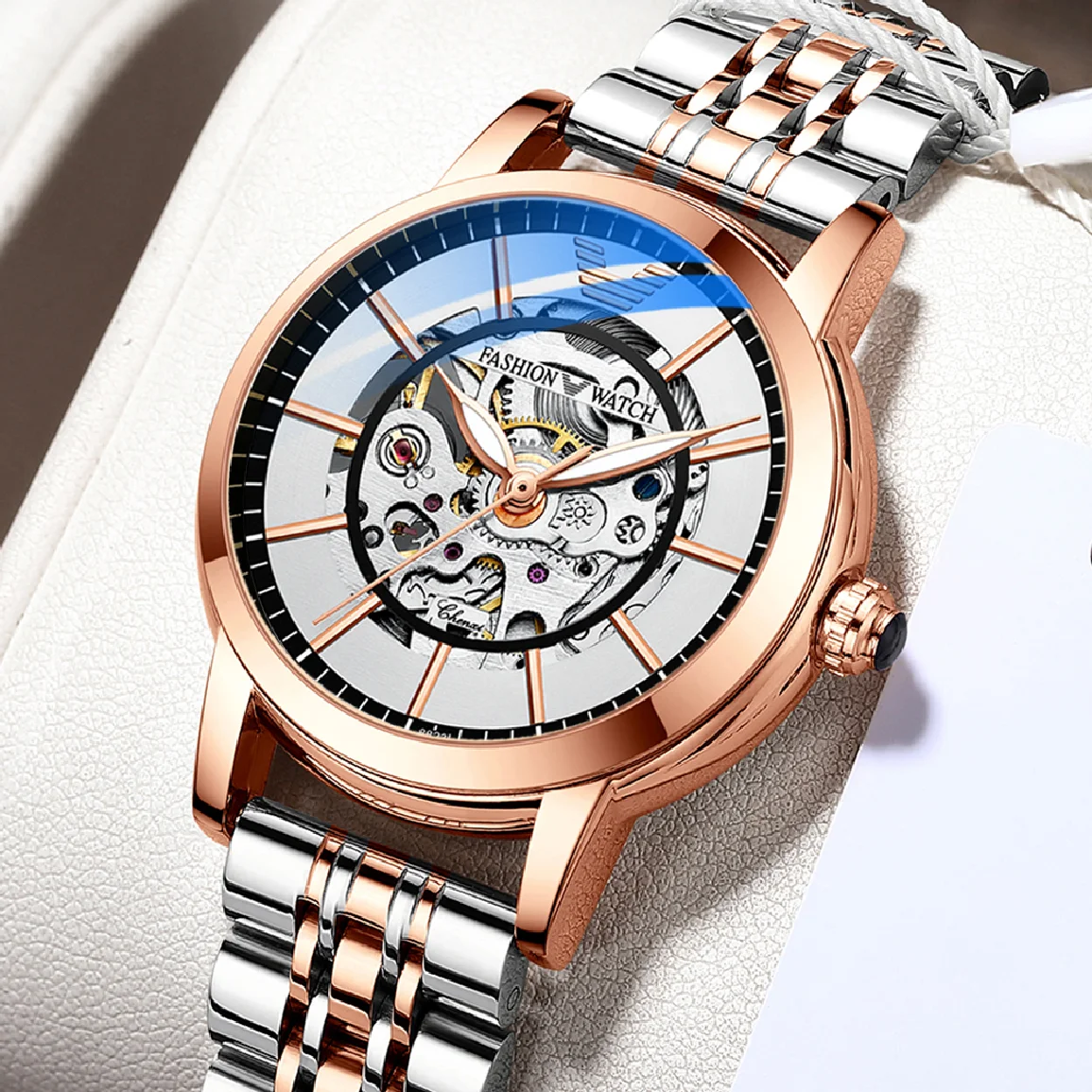 

Часы наручные CHENXI женские механические, роскошные брендовые водонепроницаемые автоматические часы-скелетоны цвета розового золота