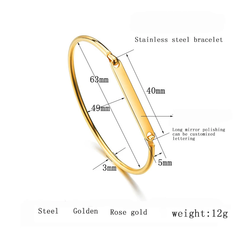 Stainless Steel Customized Bangles For Women Personalized Engraved Name Date Cuff Bracelet Jewelry Birthday Gift