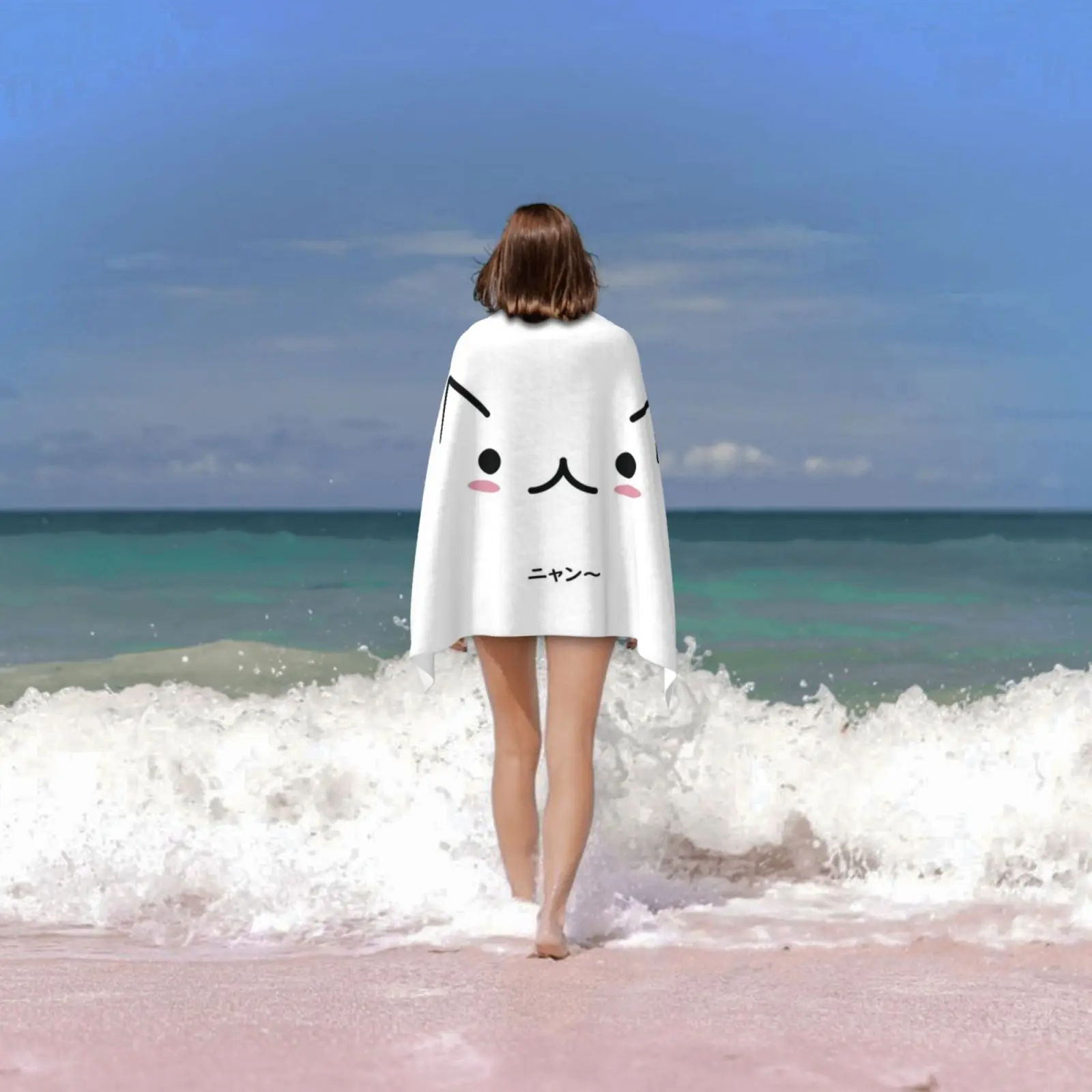 Яйцо лицо кошки банное полотенце Nyan пляжная Подушка яйцо кошка логотип значок