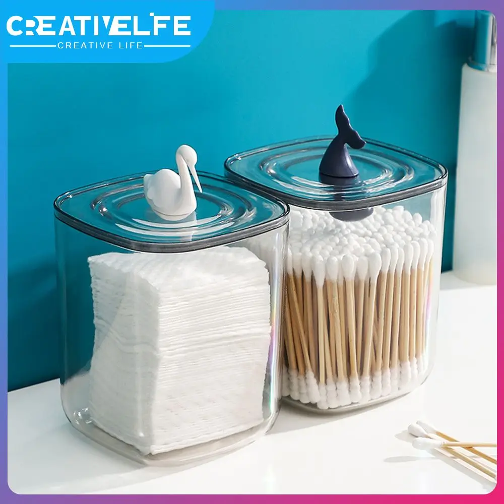 

With Cover Storage Box Household Whales/swans Tool Box Dormitory Creative Jewelry Boxes Storage Tools Transparent Cute Dustproof