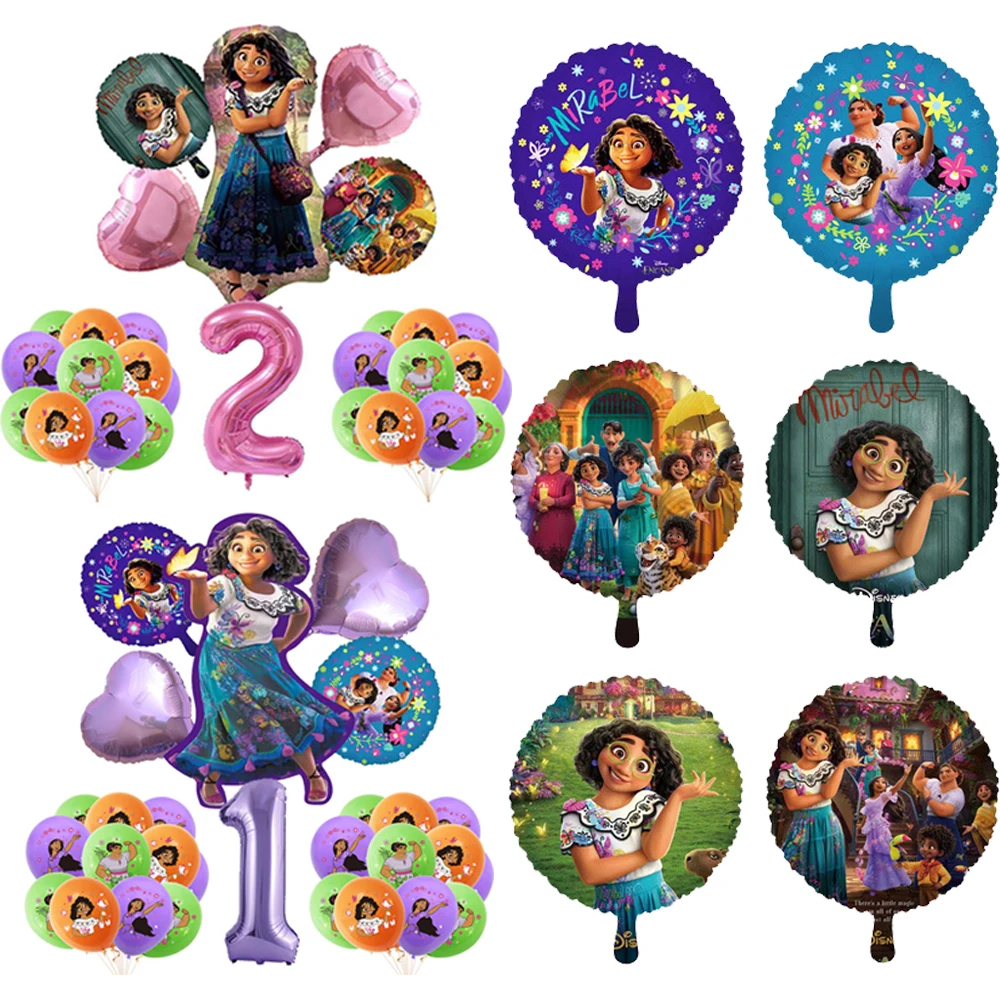 

Disney Encanto Movie Mirabel Balloon Set Cartoon Aluminum Film Decorations for Kids Girls Birthday Party Balloons Decorations