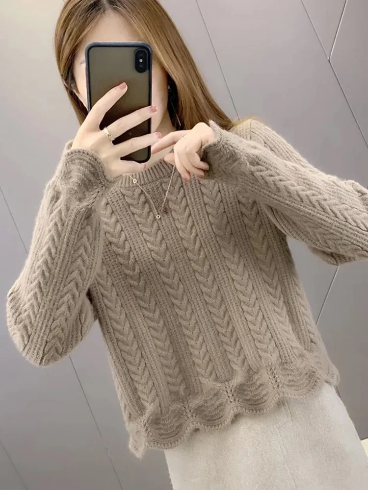 Вязаная нижняя рубашка с высокой талией женская осень и зима 2024 новый маленький