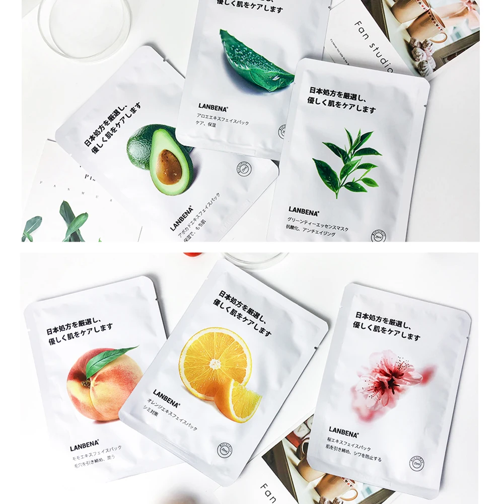

1Pcs Natural Fruit Plant Moisturizing Hydrating Oil Control Brightening Sheet Face Mask Shrink Pores Skin Care Beauty Cosmetics