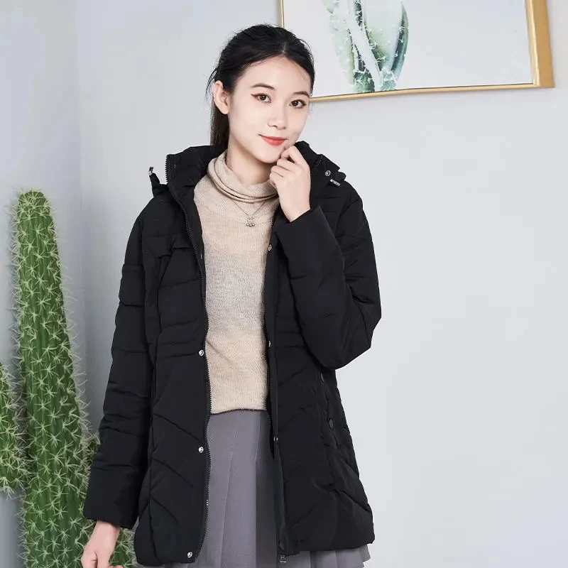 Down Cotton Coat Womens 2022 Autumn Winter New Fashion Casual All-match Padded Jacket Women  Large Size Hooded Warm Parkas