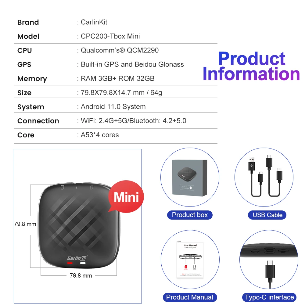 CarlinKit Android авто беспроводной CarPlay Ai Box 11 Snapdragon 4G LTE Netflix потоковая коробка 3 ГБ ОЗУ
