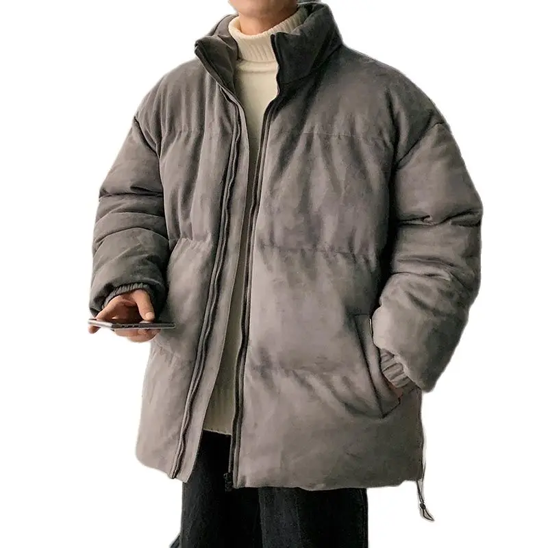 Winter Jacket Men Parkas Thicken Warm Coat Mens Stand Collar Jackets Solid Color Suede Parka Coat Women Fashion New Streetwear