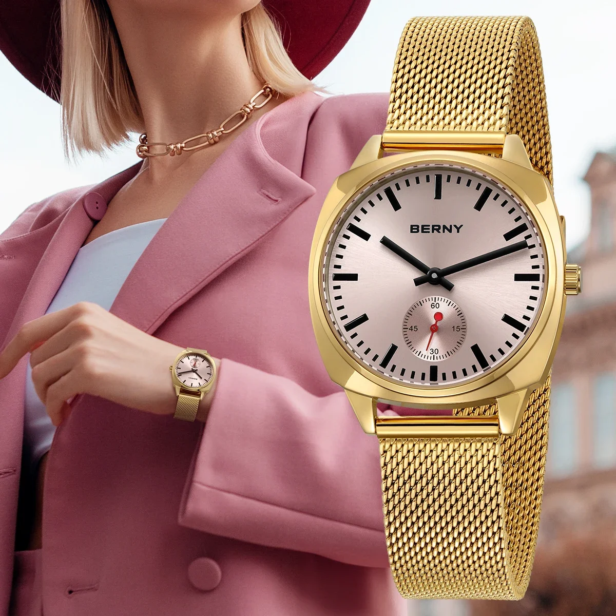 BERNY железнодорожные часы для женщин кварцевые женские простые универсальные