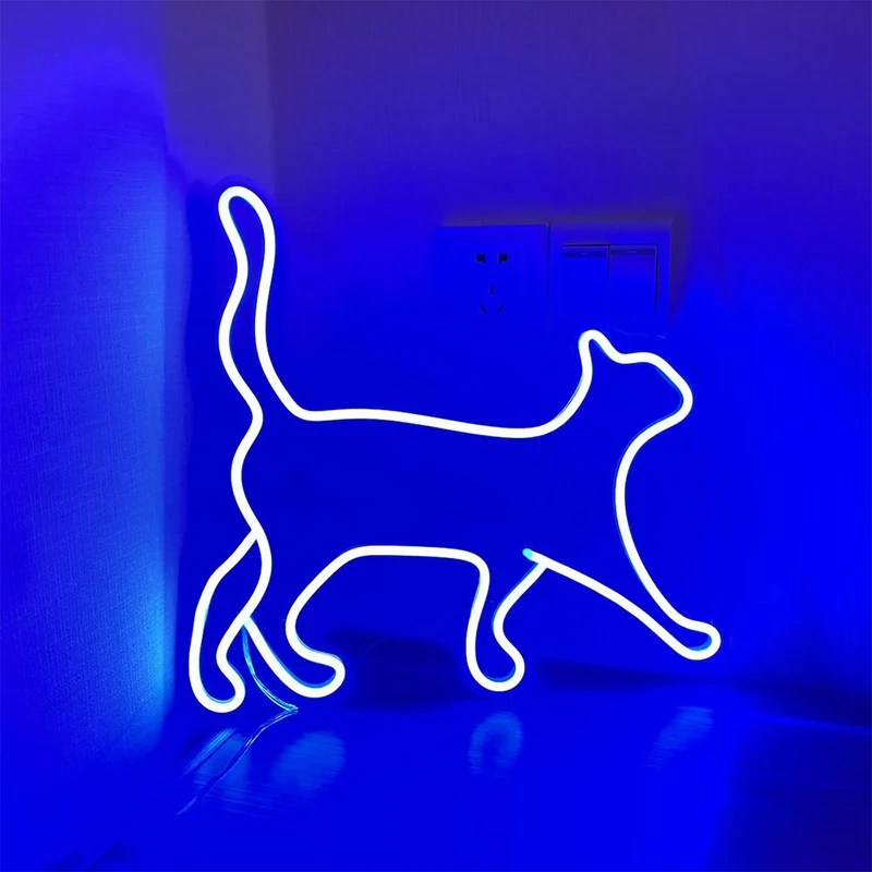 Cat Anime Cartoon Neon Sign Led Customed Neon Sign Lights for Home Child Room Pet Animal Wall Decoration Gift