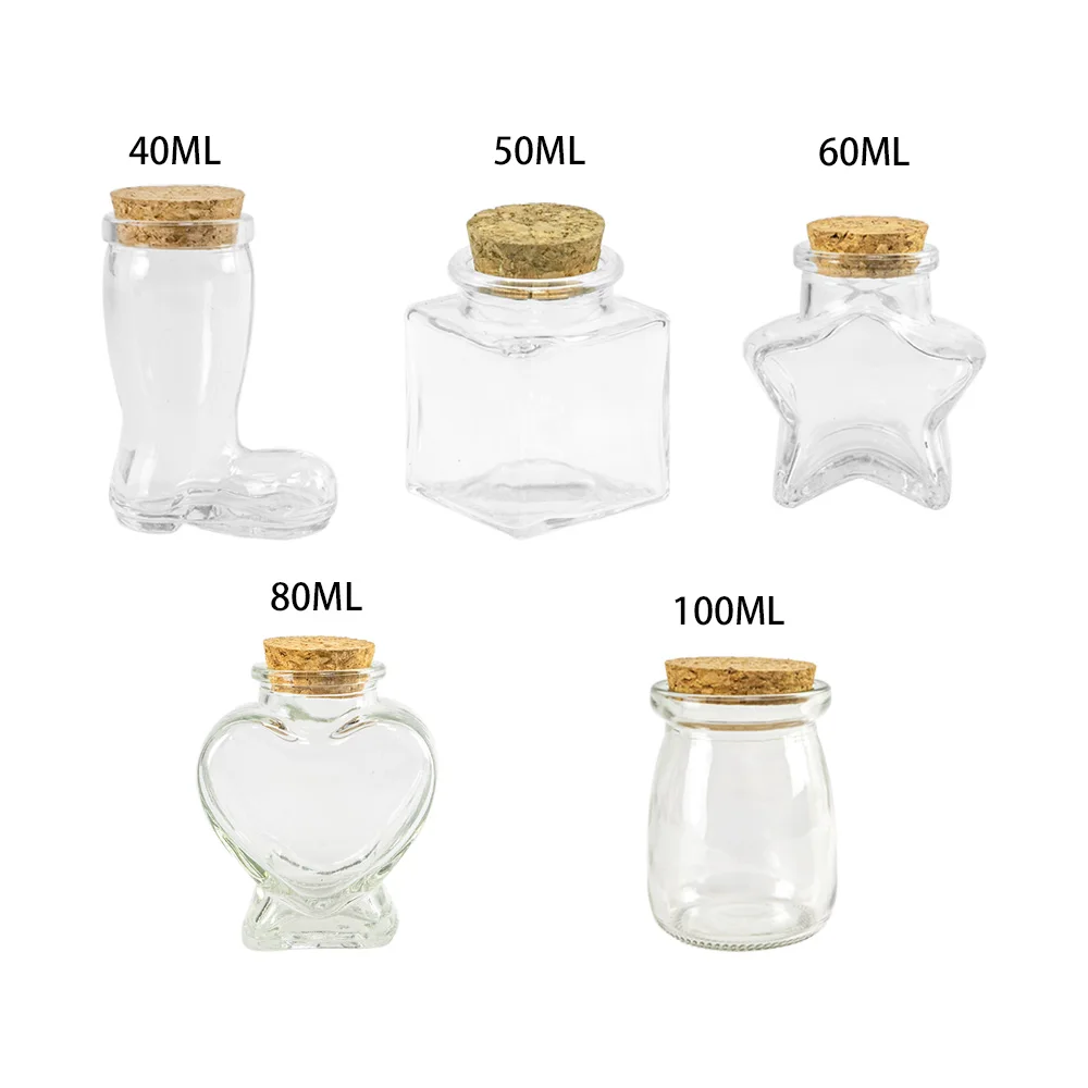 40ml 50 ml 60ml 80ml 100ml Clear Jewelry Ornaments Packing Container Refillable Decoration Crafts Gift Bottle Present Vials 6Pcs