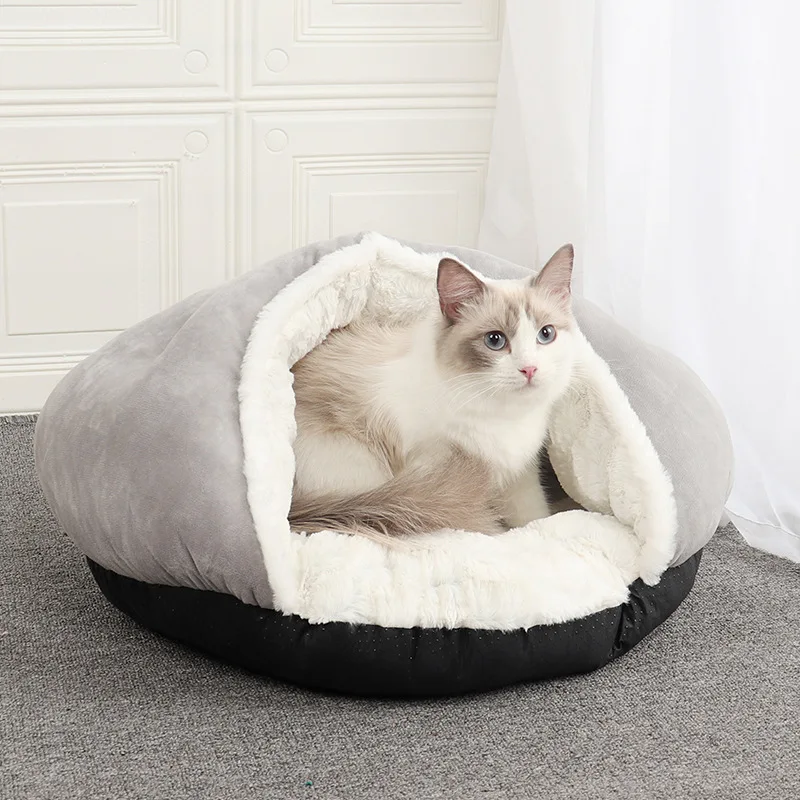 

New Cat Kennel Dog Kennel Small and Medium-Sized Semi-Enclosed Slippers Pet Litter Thickened Plus Fleece Warm Cat Sleeping Bag