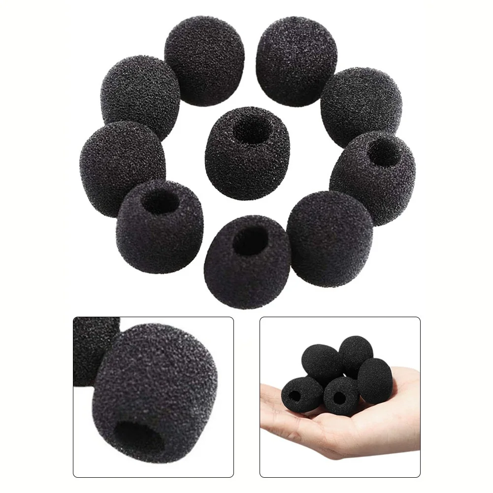 

10Pcs Headset Microphone Cover Microphone Foam Windscreen Cover For Gaming Headset Headworn Mic Black For Indoor Outdoor