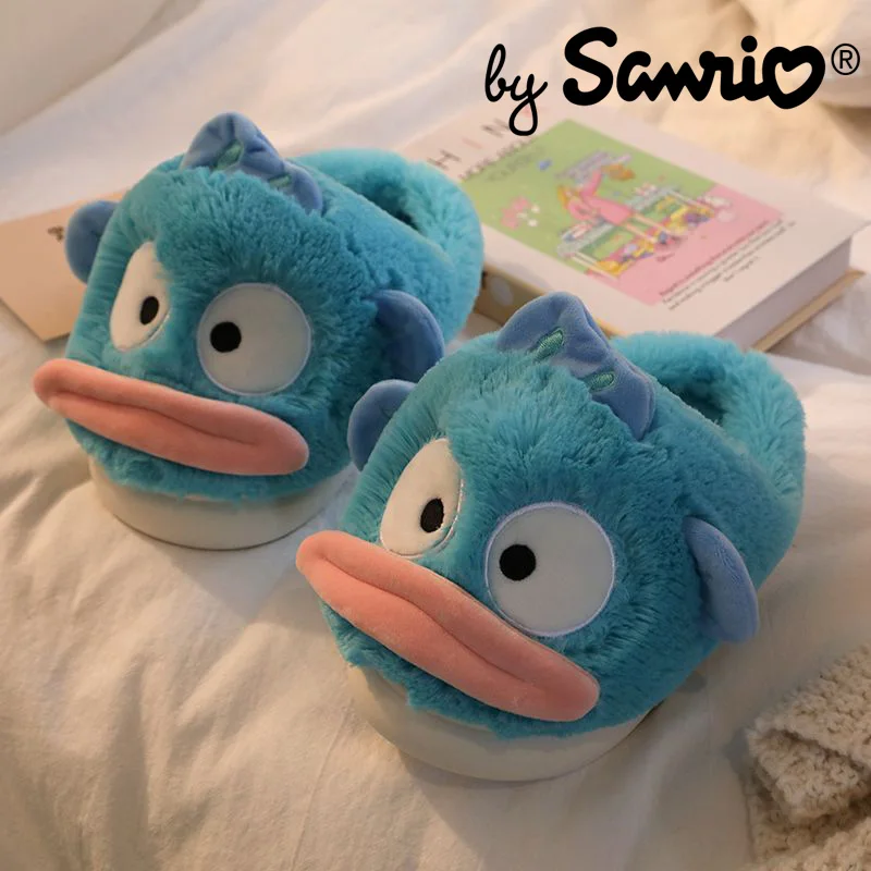 

2023 Sanrio Hangyodon Cotton Slippers Kawaii Cartoon Winter Cotton Shoes Warm Furry Non-slip Girl Indoor Cute Plush Slippers