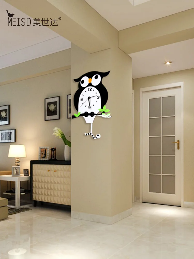 Милые Мультяшные настенные часы милые бесшумные цифровые кварцевые с животным