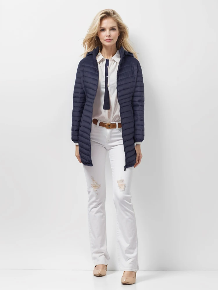 SANTELON Сверхлегкая стеганая куртка для женщин в повседневном стиле с длинным