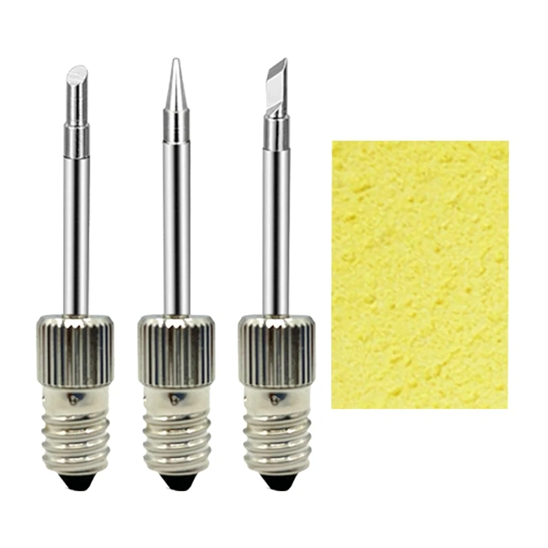 

3PCS Welding Soldering Tips Threaded Soldering Head With Cleaning Sponge Soldering Tips For E10 Interface Tool