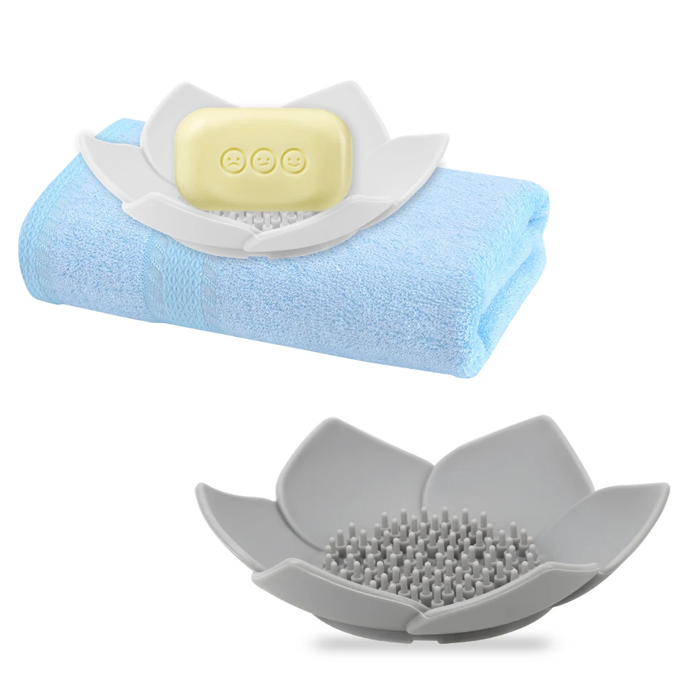 

Силиконовая мыльница в форме лотоса для ванной комнаты, хранилище для мыла, водонепроницаемая