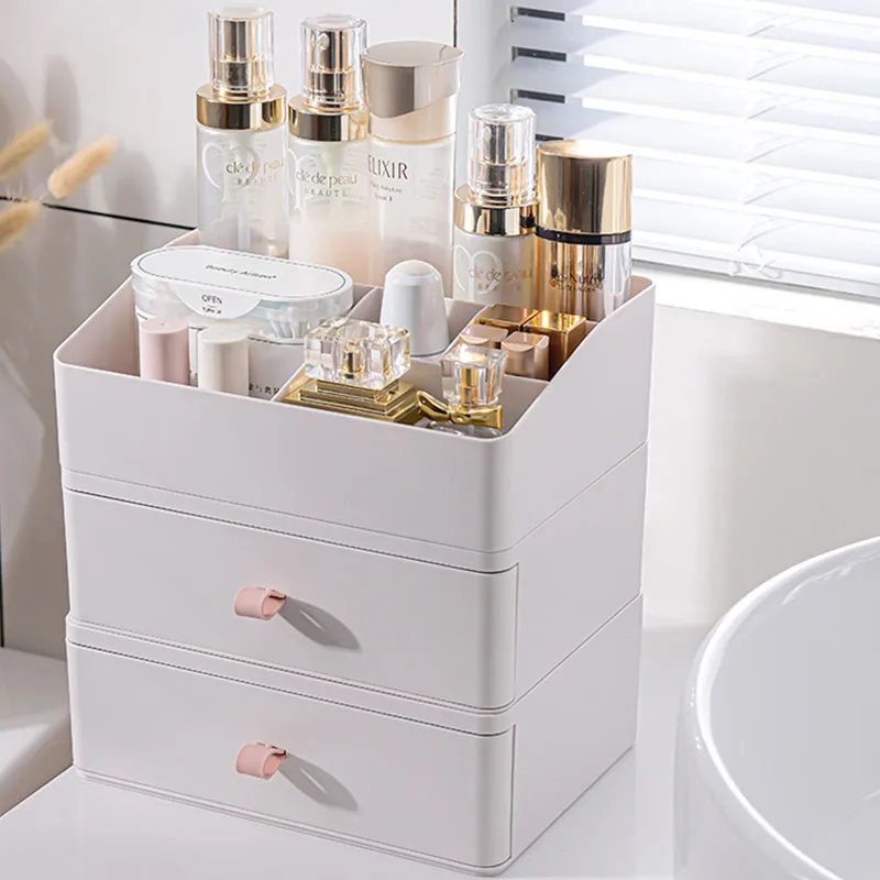 

Makeup Organizer for Cosmetics Large Capacity Plastic Storage Container Desktop Organizer Boxes Jewelry Office Storage Baskets