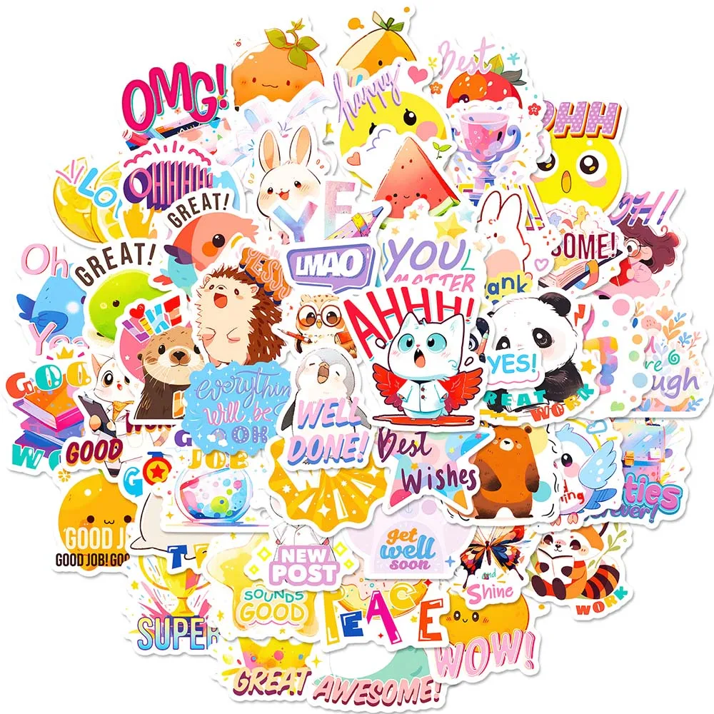 

10/50Pcs Cartoon Cute Motivational Aesthetic Varied Graffiti Stickers Scrapbooking Notebook Wall Travel Luggage DIY Comics Gifts