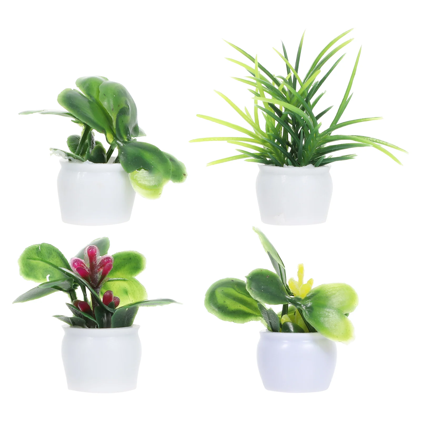 

4pcs Mini House Potted Plants Miniature Plant Bonsai Mini House Accessories