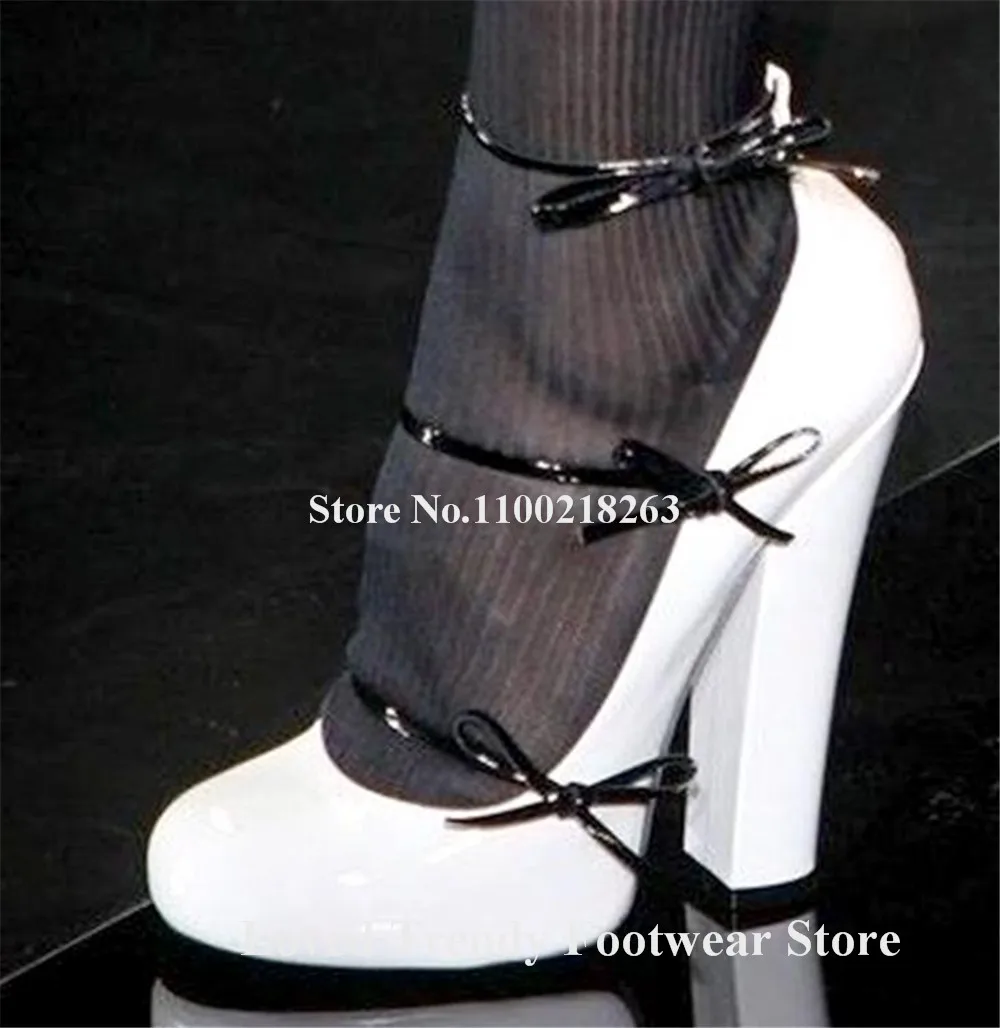 Туфли-лодочки на толстом каблуке с круглым носком из лакированной кожи