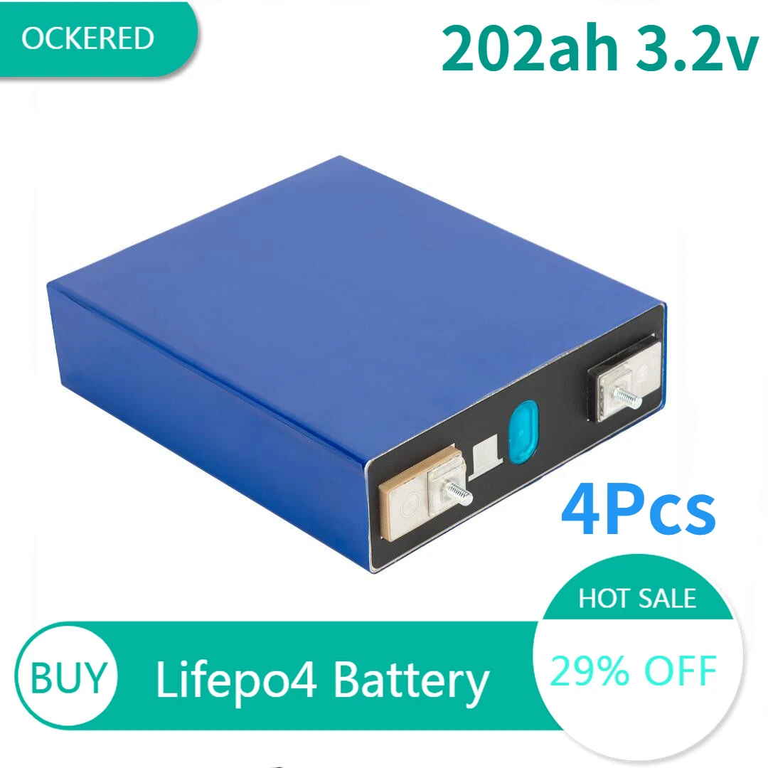 

4PCS High Quality Full Capacity Lishen Lithium Iron Phosphate Battery 202Ah 3.2V Lifepo4 Batteries Cells for RV Energy Storage