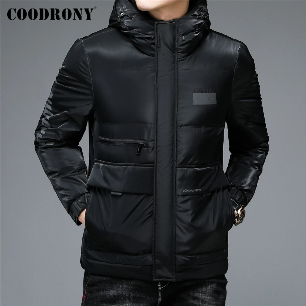 COODRONY-Parka gruesa y cálida con capucha para hombre, chaqueta de plumón de pato blanco, abrigo rompevientos con bolsillo grande, ropa de invierno, Z8164, 90%