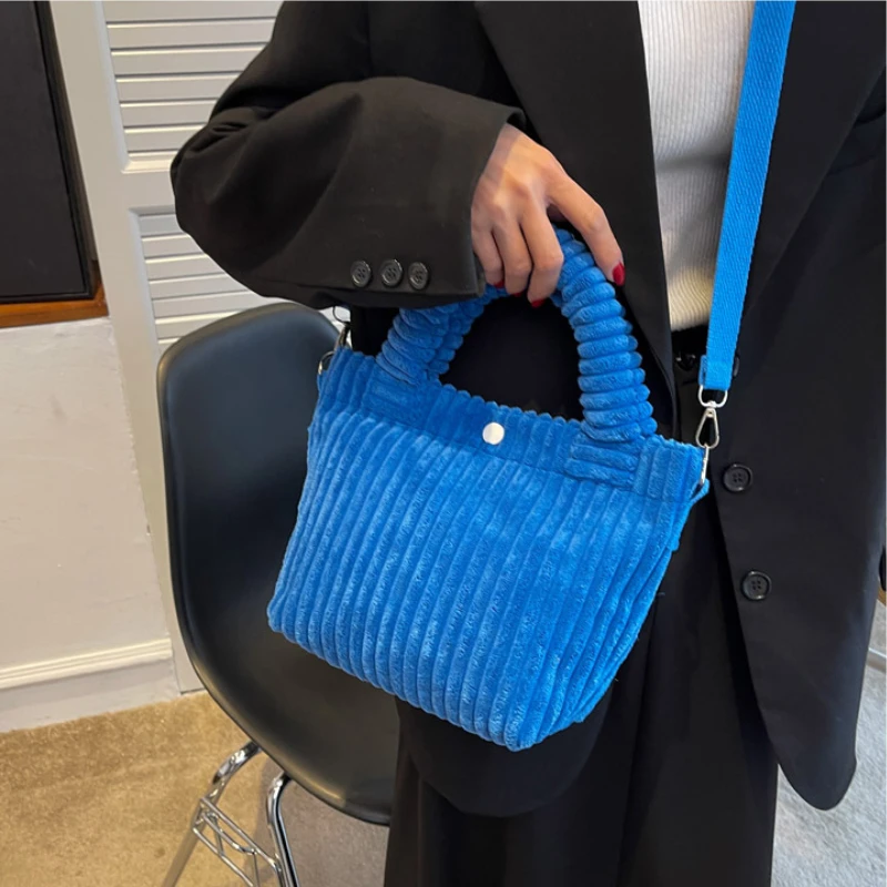 

Women's Bag 2022 Trend Fashion Corduroy Korean Mini Bucket Shoulder Crossbody Bags Female Designer Handbag Ladies Tote Bags