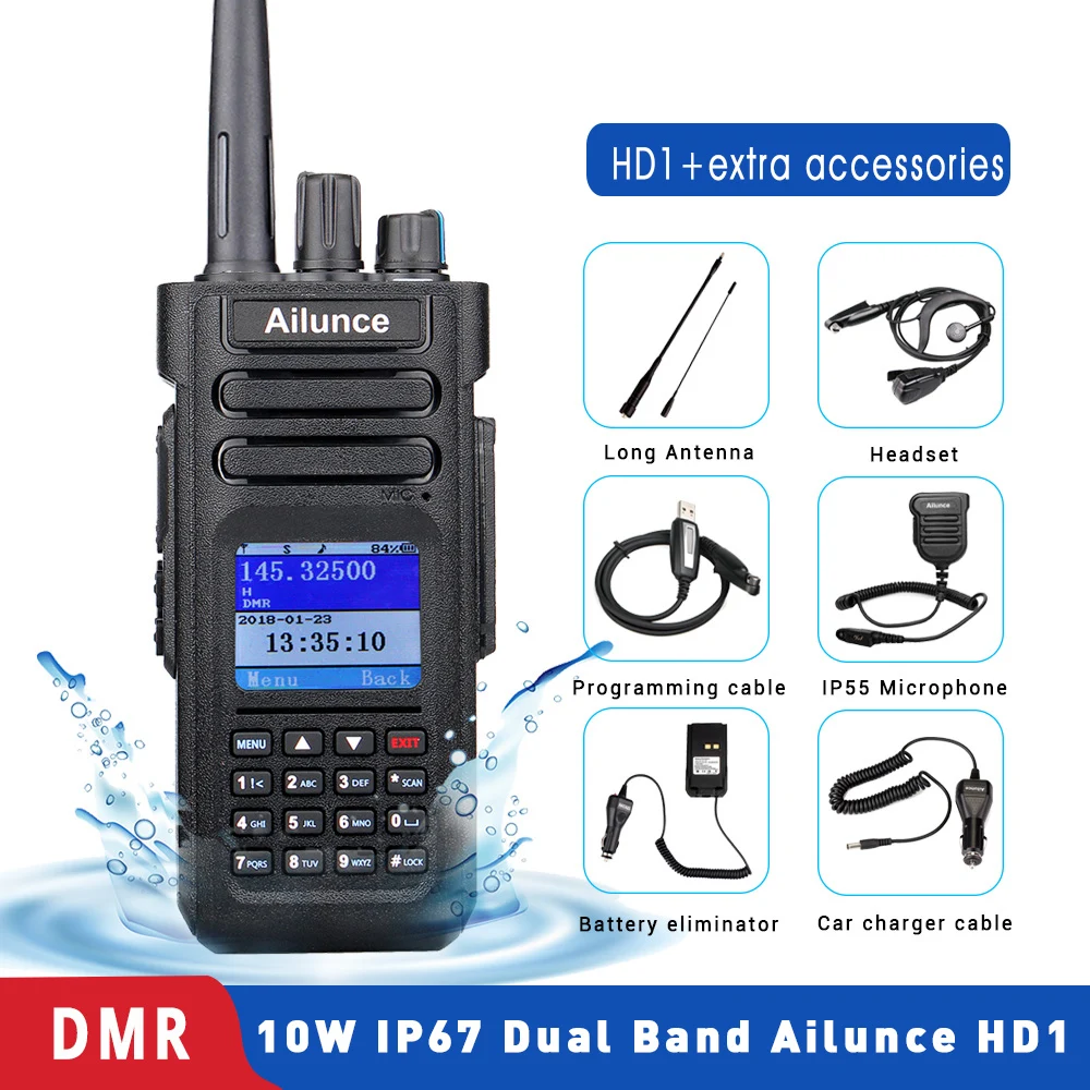

Ailunce HD1 DMR Digital Walkie Talkie Ham Radio Long Range Amateur Two-Way Radio Walkie-talkie GPS VHF UHF Dual Band Transceiver