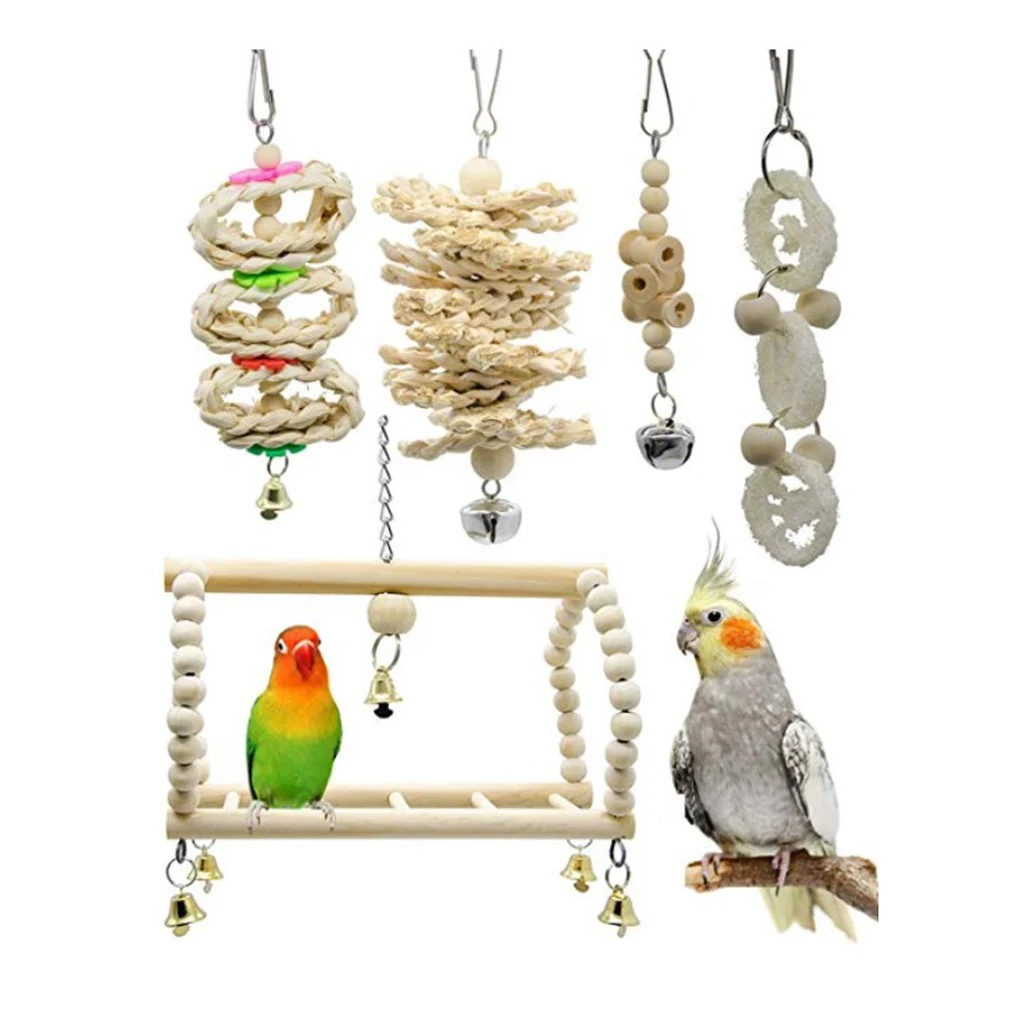 

7 шт./набор, деревянные игрушки-качели для попугаев