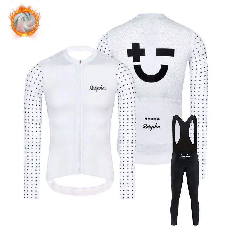 

2024 Raphaful зимняя флисовая одежда для велоспорта мужской костюм из Джерси уличная теплая одежда для езды на велосипеде MTB rapha комплект длинных брюк с нагрудником