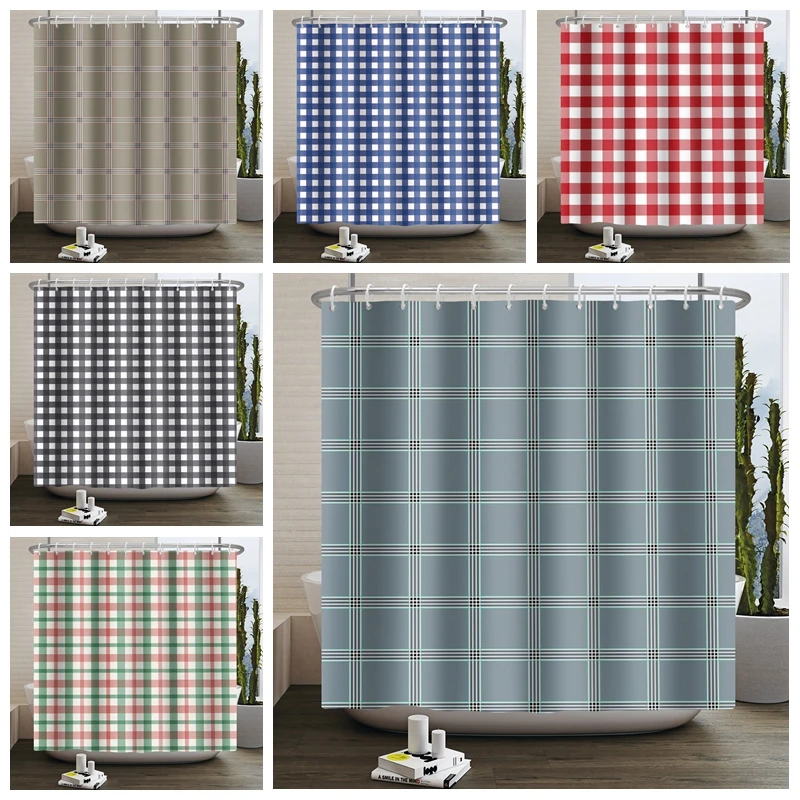 

Водонепроницаемая занавеска для душа с рисунком вафельной решетки, декор для гостиной и ванной комнаты, штора из полиэстера с крючками